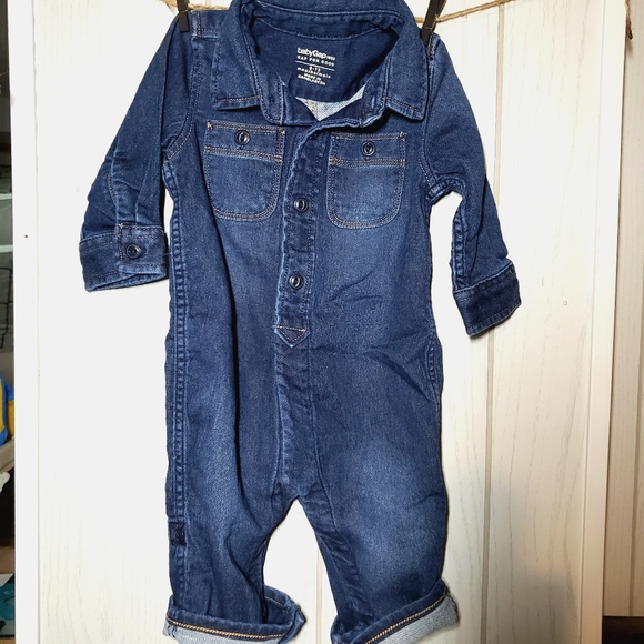 Baby Gap dark wash soft denim boilersuit/jumpsuit - Picture 1 of 2